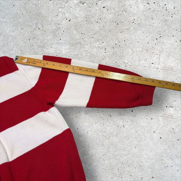 Wisconsin Badgers Stripe Sweater XL Crable Sportswear Red White Knit Vintage - Picture 10 of 10